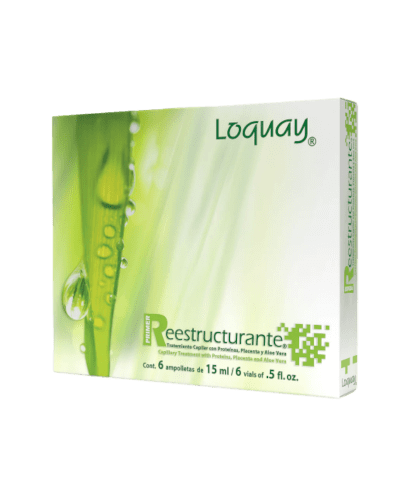Ampolleta reestructurante con proteínas que restaura la queratina natural, mejora su textura y elasticidad 6x15ml - Loquay