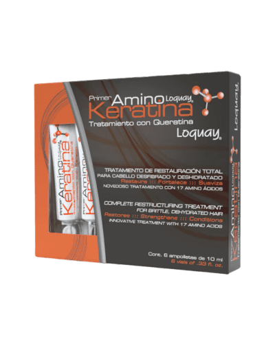 Ampolleta amino keratin reconstruye la fibra capilar por procesos químicos 6x10ml - Loquay