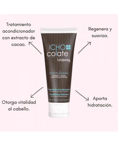 Tratamiento chocolate acondiciona, regenera y suaviza el cabello 250ml - Loquay
