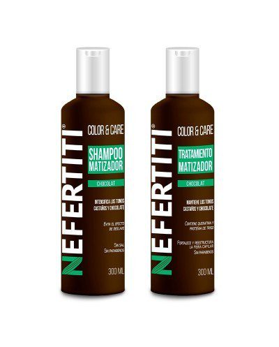 Shampoo y Tratamiento Matiz Chocolat Color & Care intensifica castaño y chocolate- Nefertiti